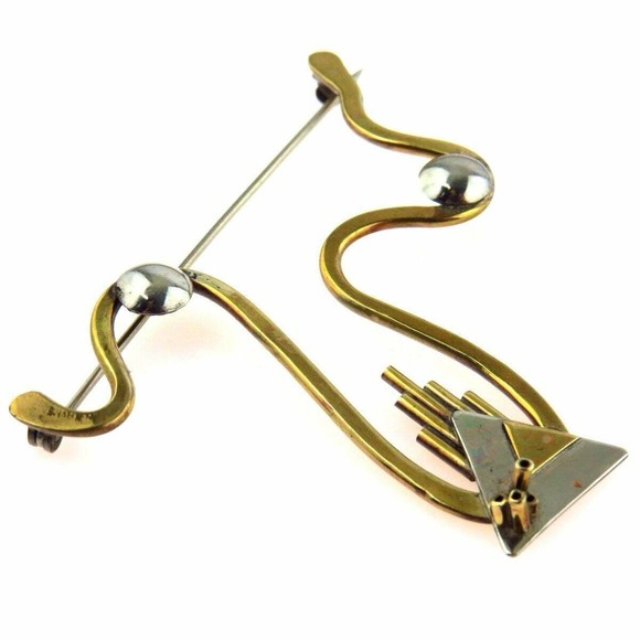 Art to Wear 90s Modernist Statement Brooch - Picture 3 of 5